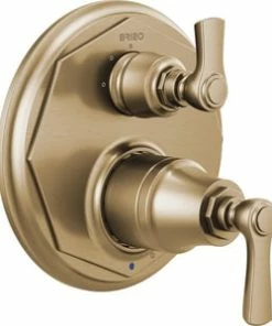 Buy ⭐ Brizo Rook® Two Handle Bathtub & Shower Faucet in Luxe Gold (Trim Only) 🧨