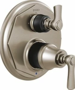 Buy ✔️ Brizo Rook® Two Handle Bathtub & Shower Faucet in Luxe Nickel with Matte Black (Trim Only) 👏