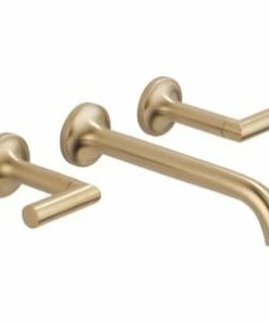 Best deal 🥰 Brizo Odin® No Handle Widespread Wall Mount Bathroom Sink Faucet in Luxe Gold Handles Sold Separately 💯