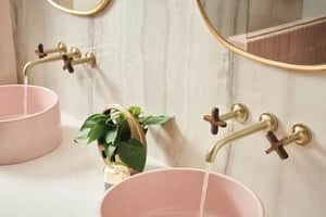 Best deal 🥰 Brizo Odin® No Handle Widespread Wall Mount Bathroom Sink Faucet in Luxe Gold Handles Sold Separately 💯 4 Best deal 🥰 Brizo Odin® No Handle Widespread Wall Mount Bathroom Sink Faucet in Luxe Gold Handles Sold Separately 💯 - Image 2