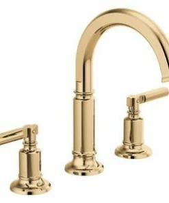 Best Sale 😍 Brizo Invari™ Two Handle Widespread Bathroom Sink Faucet in Polished Gold Handles Sold Separately ⭐