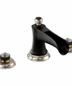 Outlet ❤️ Brizo Rook® Two Handle Widespread Bathroom Sink Faucet in Brilliance Luxe Nickel with Matte Black Handles Sold Separately ⌛