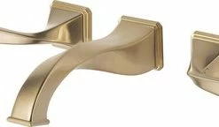 Coupon ⭐ Brizo Virage® Two Handle Wall Mount Bathroom Sink Faucet in Luxe Gold Lever Handle 🥰