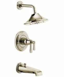 New ❤️ Brizo Rook® Two Handle Multi Function Bathtub & Shower Faucet in Polished Nickel (Trim Only) 🔔