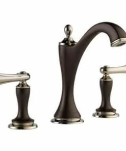 Flash Sale 🎉 Brizo Charlotte® Two Handle Widespread Bathroom Sink Faucet in Cocoa Bronze with Polished Nickel Handles Sold Separately 😍