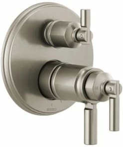 Deals 😀 Brizo Invari™ Three Handle Multi Function Bathtub & Shower Faucet in Luxe Nickel (Trim Only) 🎁