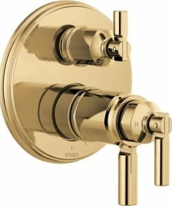 Best Sale 😉 Brizo Invari™ Three Handle Multi Function Bathtub & Shower Faucet in Polished Gold (Trim Only) ⭐