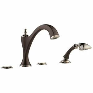 Hot Sale 😀 Brizo Charlotte® No Handle Roman Tub Faucet in Cocoa Bronze with Polished Nickel Trim Only ✔️ 3 Hot Sale 😀 Brizo Charlotte® No Handle Roman Tub Faucet in Cocoa Bronze with Polished Nickel Trim Only ✔️