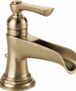 Deals 🌟 Brizo Rook® Single Handle Monoblock Bathroom Sink Faucet in Luxe Gold Lever Handle 👏