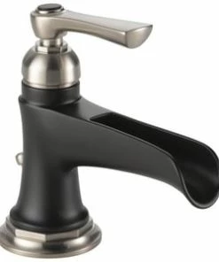Budget 🤩 Brizo Rook® Single Handle Centerset Bathroom Sink Faucet in Brilliance Luxe Nickel with Matte Black 🛒