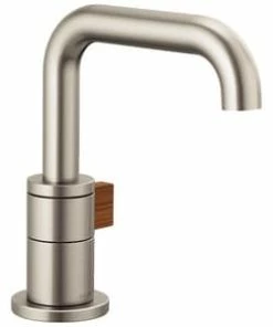 Coupon 🌟 Brizo Litze® Single Handle Bathroom Sink Faucet in Luxe Nickel with Teak Wood 🎉
