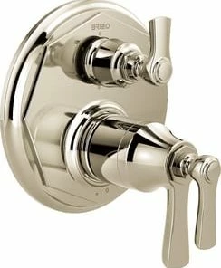Flash Sale 🤩 Brizo Rook® Three Handle Bathtub & Shower Faucet in Polished Nickel (Trim Only) 🤩