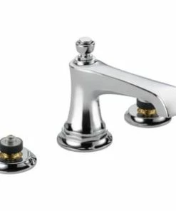 Discount 🥰 Brizo Rook® Two Handle Widespread Bathroom Sink Faucet in Polished Chrome Handles Sold Separately 🧨
