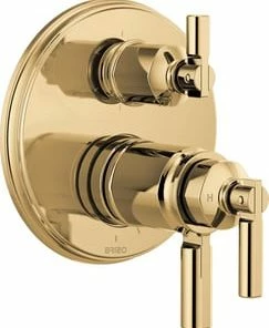 Hot Sale ❤️ Brizo Invari™ Three Handle Multi Function Bathtub & Shower Faucet in Polished Gold (Trim Only) 🎁
