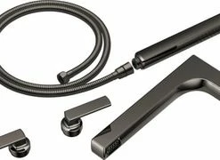 Discount 👏 Brizo Kintsu™ Two Handle Wall Mount Filler in Brilliance Black Onyx 👍