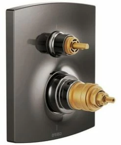 Hot Sale ⭐ Brizo Kintsu™ Three Handle Bathtub & Shower Faucet in Brilliance Black Onyx (Trim Only) ✔️