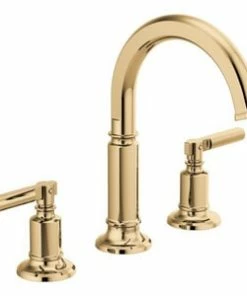 Best Pirce 👍 Brizo Invari™ Two Handle Widespread Bathroom Sink Faucet in Polished Gold Handles Sold Separately 👍