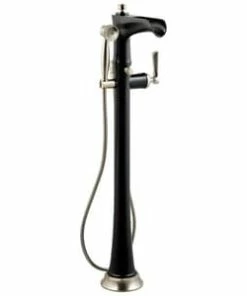 Cheapest 💯 Brizo Rook® Single Lever Handle Floor Mount Filler in Luxe Nickel with Matte Black Trim Only 🤩