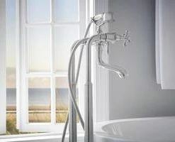 Best Sale 🧨 Brizo Two Lever Handle Floor Mount Filler in Chrome Trim Only ⭐ -Outlet Brizo Store Query 460