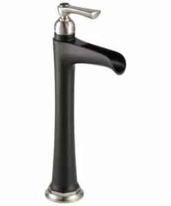 Flash Sale 👏 Brizo Rook® Single Handle Vessel Filler Bathroom Sink Faucet in Brilliance Luxe Nickel with Matte Black 🎉