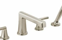 Outlet 🤩 Brizo Levoir® Two Handle Roman Tub Faucet with Hand Shower in Luxe Nickel ✨