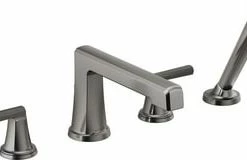 New 😍 Brizo Levoir® Two Handle Roman Tub Faucet with Handshower in Luxe Steel - Less Handles 😀