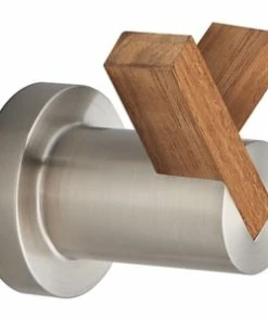 Cheap 🥰 Brizo Litze 2 Robe Hook in Luxe Nickel with Teak Wood 🥰